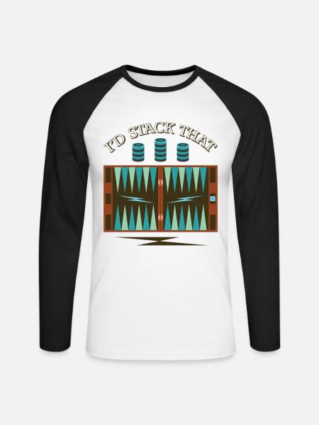 Backgammon Spiel - Unisex Baseballshirt langarm - Weiß/Schwarz