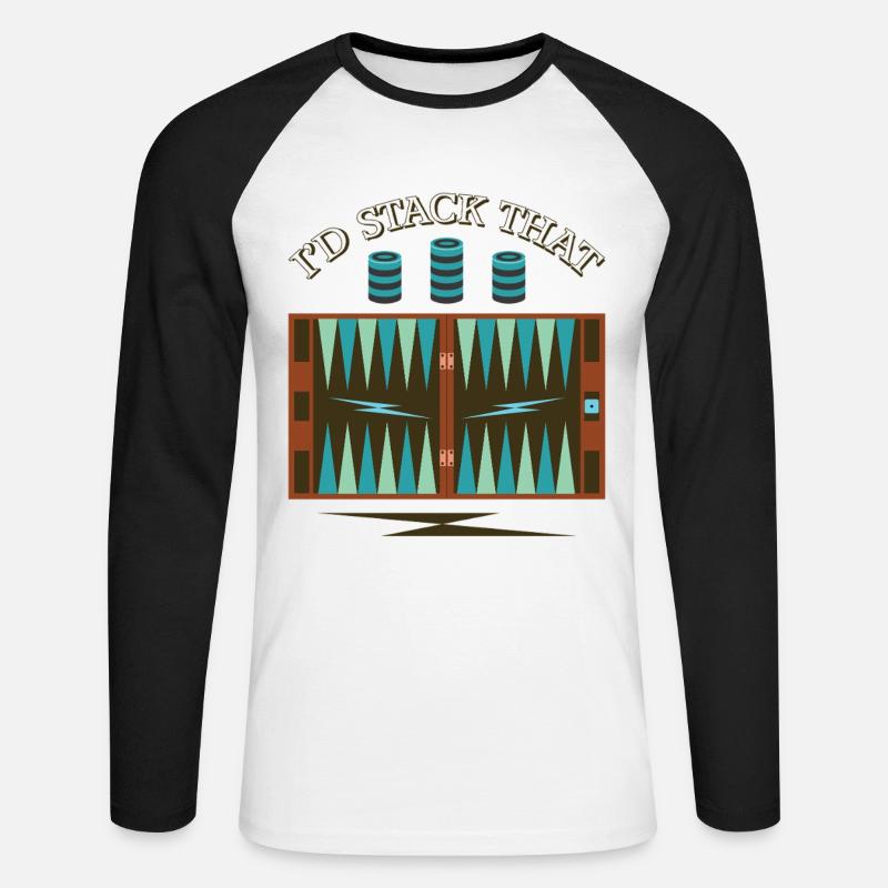 Backgammon Spiel - Unisex Baseballshirt langarm - Weiß/Schwarz