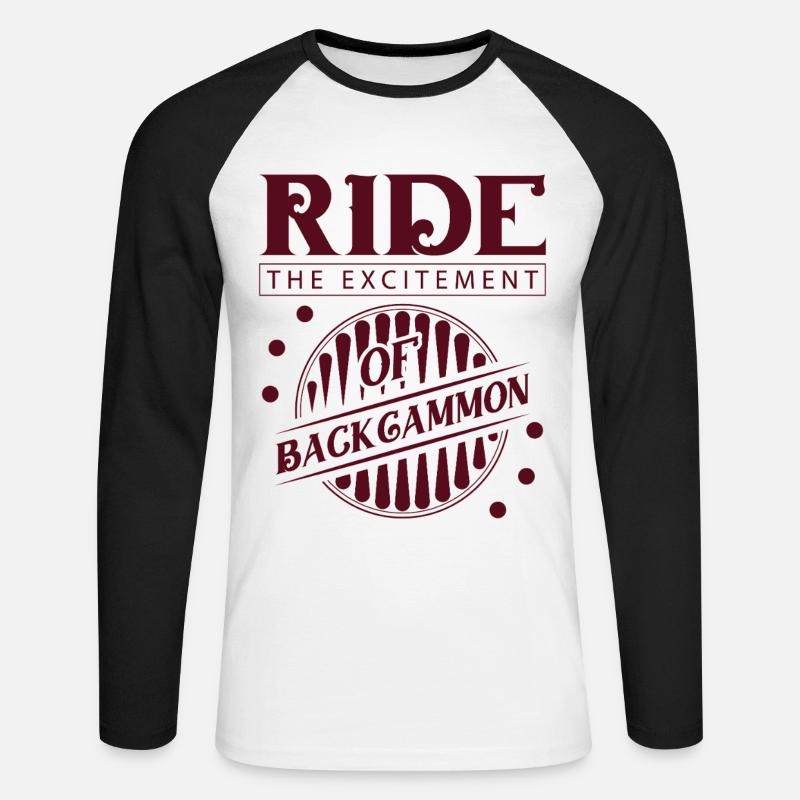 Backgammon Spiel - Unisex Baseballshirt langarm - Weiß/Schwarz