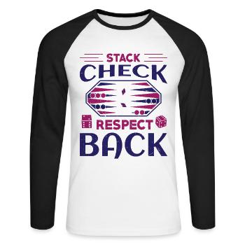 Backgammon Spiel - Unisex Baseballshirt langarm - Weiß/Schwarz - Vorne - Nik (191cm)