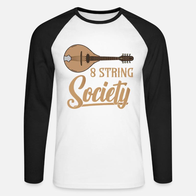 Mandoline 8 String Society - Unisex Baseballshirt langarm - Weiß/Schwarz