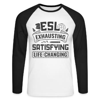 ESL-Lehrer ESL Unterricht - Unisex Baseballshirt langarm - Weiß/Schwarz - Vorne - Nik (191cm)