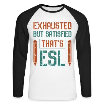 ESL-Lehrer ESL Unterricht - Unisex Baseballshirt langarm - Weiß/Schwarz - Vorne - Nik (191cm)