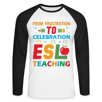 ESL-Lehrer ESL Unterricht - Unisex Baseballshirt langarm - Weiß/Schwarz - Vorne - Nik (191cm)