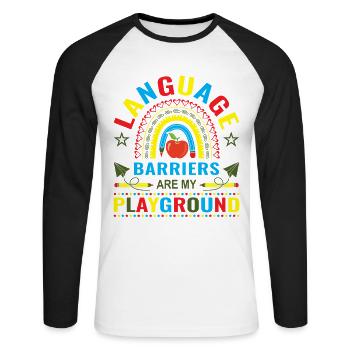 ESL-Lehrer ESL Unterricht - Unisex Baseballshirt langarm - Weiß/Schwarz - Vorne - Nik (191cm)