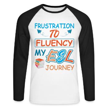 ESL-Lehrer ESL Unterricht - Unisex Baseballshirt langarm - Weiß/Schwarz - Vorne - Nik (191cm)