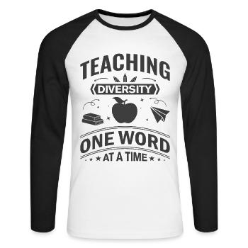 ESL-Lehrer ESL Unterricht - Unisex Baseballshirt langarm - Weiß/Schwarz - Vorne - Nik (191cm)