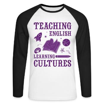 ESL-Lehrer ESL Unterricht - Unisex Baseballshirt langarm - Weiß/Schwarz - Vorne - Nik (191cm)