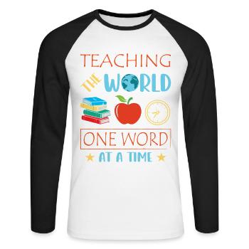ESL-Lehrer ESL Unterricht - Unisex Baseballshirt langarm - Weiß/Schwarz - Vorne - Nik (191cm)