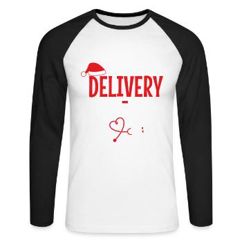 L&D Tech Chapeau de Père Noël - T-shirt baseball manches longues Homme - blanc/noir - Devant - Nik (191cm)