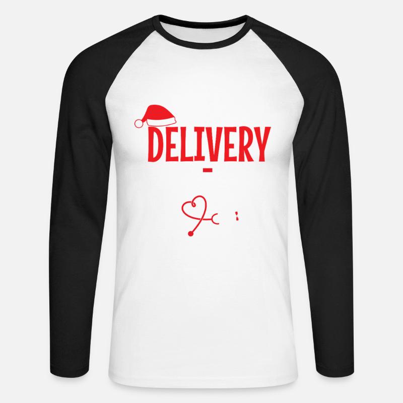 L&D Tech Weihnachtsmann Weihnachtsmütze - Unisex Baseballshirt langarm - Weiß/Schwarz