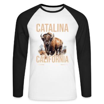 Catalina Island Birthday Crew - Unisex Long Sleeve Baseball T-Shirt - white/black - Front - Nik (191cm)