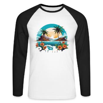 Catalina Island Birthday Crew - Unisex Long Sleeve Baseball T-Shirt - white/black - Front - Nik (191cm)