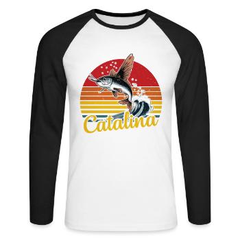 Catalina Island California Dive - Unisex Long Sleeve Baseball T-Shirt - white/black - Front - Nik (191cm)
