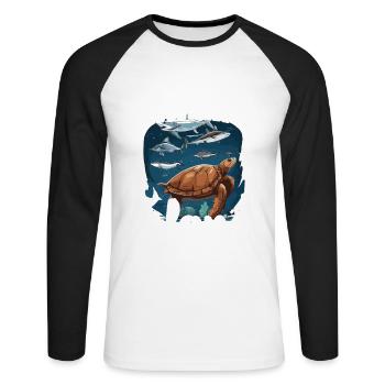 Catalina Island California Dive - Unisex Long Sleeve Baseball T-Shirt - white/black - Front - Nik (191cm)