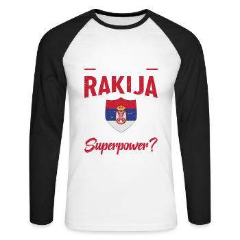 I know how to make rakija, what's yours - Unisex Long Sleeve Baseball T-Shirt - white/black - Front - Nik (191cm)