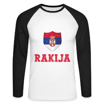 You bet your rakija, I'm Serbian - Unisex Long Sleeve Baseball T-Shirt - white/black - Front - Nik (191cm)