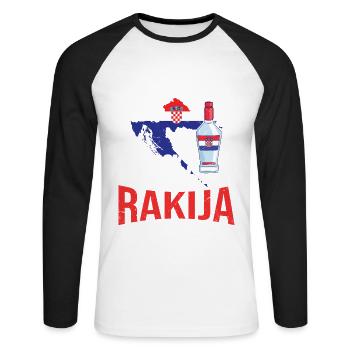 It's starting to look a lot like rakija - Unisex Long Sleeve Baseball T-Shirt - white/black - Front - Nik (191cm)