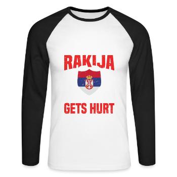 Just give me the rakija and no one will - Unisex Long Sleeve Baseball T-Shirt - white/black - Front - Nik (191cm)