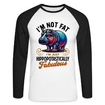Nilpferd - Unisex Baseballshirt langarm - Weiß/Schwarz - Vorne - Nik (191cm)