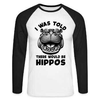 Nilpferd - Unisex Baseballshirt langarm - Weiß/Schwarz - Vorne - Nik (191cm)