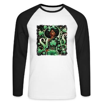 Que les manigances célèbrent la Saint-Patrick - T-shirt baseball manches longues Homme - blanc/noir - Devant - Nik (191cm)