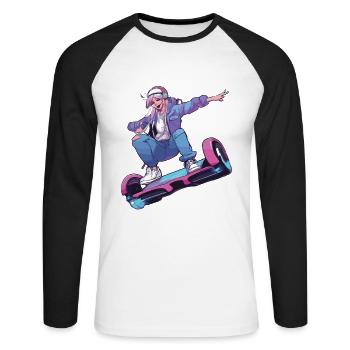 La vie est meilleure quand on est en hoverboard - T-shirt baseball manches longues Homme - blanc/noir - Devant - Nik (191cm)