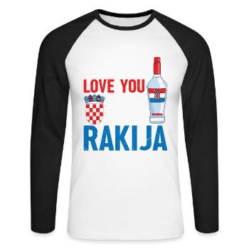 I'd love you if you could eat rakija - Unisex Long Sleeve Baseball T-Shirt - white/black - Front - Nik (191cm)