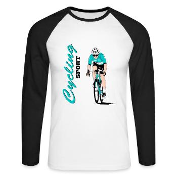 Radsport - Rennradfahrer - Radrennen - Unisex Baseballshirt langarm - Weiß/Schwarz - Vorne - Nik (191cm)