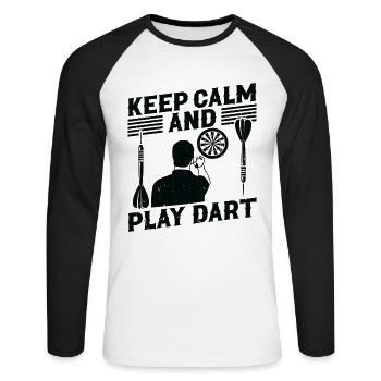 Dart Dartspieler Dartspiel Herren - Unisex Baseballshirt langarm - Weiß/Schwarz - Vorne - Nik (191cm)