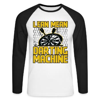 Dart Dartspieler Dartspiel Herren - Unisex Baseballshirt langarm - Weiß/Schwarz - Vorne - Nik (191cm)