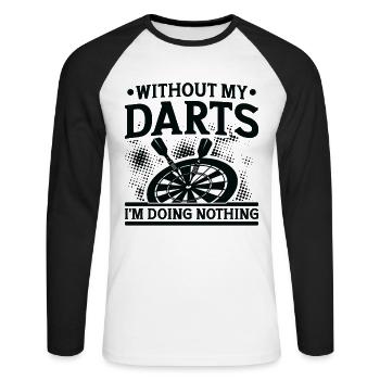 Dart Dartspieler Dartspiel Herren - Unisex Baseballshirt langarm - Weiß/Schwarz - Vorne - Nik (191cm)