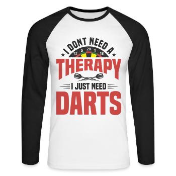 Dart Dartspieler Dartspiel Herren - Unisex Baseballshirt langarm - Weiß/Schwarz - Vorne - Nik (191cm)