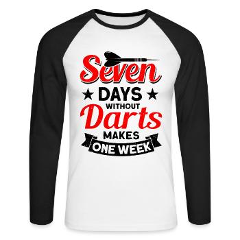 Dart Dartspieler Dartspiel Herren - Unisex Baseballshirt langarm - Weiß/Schwarz - Vorne - Nik (191cm)
