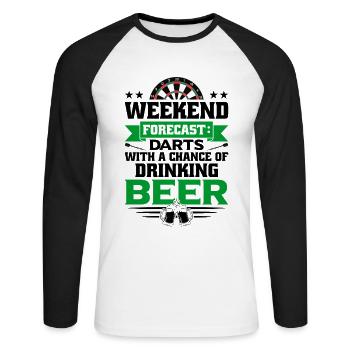 Dart Dartspieler Dartspiel Herren - Unisex Baseballshirt langarm - Weiß/Schwarz - Vorne - Nik (191cm)