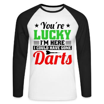 Dart Dartspieler Dartspiel Herren - Unisex Baseballshirt langarm - Weiß/Schwarz - Vorne - Nik (191cm)