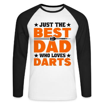 Dart Dartspieler Dartspiel Herren - Unisex Baseballshirt langarm - Weiß/Schwarz - Vorne - Nik (191cm)