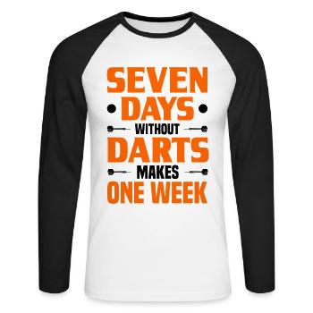 Dart Dartspieler Dartspiel Herren - Unisex Baseballshirt langarm - Weiß/Schwarz - Vorne - Nik (191cm)