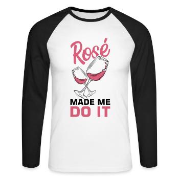 Vin Rosé - T-shirt baseball manches longues Homme - blanc/noir - Devant - Nik (191cm)