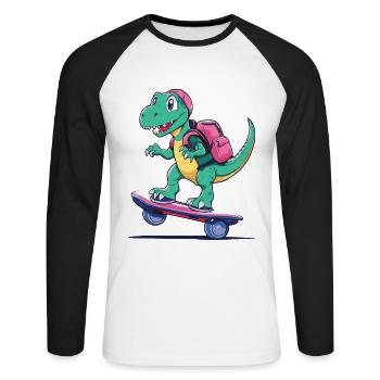 Dino Life is better if you hoverboard - Unisex Long Sleeve Baseball T-Shirt - white/black - Front - Nik (191cm)