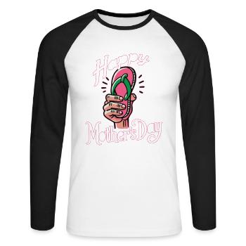 Bonne fête des mères - T-shirt baseball manches longues Homme - blanc/noir - Devant - Nik (191cm)