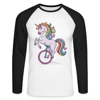 Ce gars aime les monocycles, les licornes - T-shirt baseball manches longues Homme - blanc/noir - Devant - Nik (191cm)