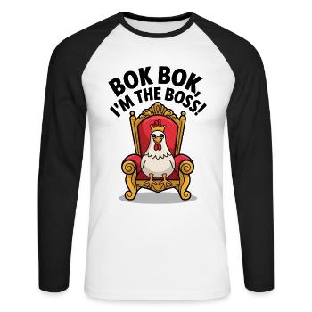 Poulets Poulets - T-shirt baseball manches longues Homme - blanc/noir - Devant - Nik (191cm)