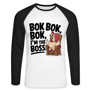 Poulets Poulets - T-shirt baseball manches longues Homme - blanc/noir - Devant - Nik (191cm)