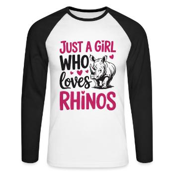 Rhinoceros - Unisex Long Sleeve Baseball T-Shirt - white/black - Front - Nik (191cm)