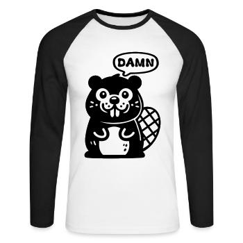Verdammter Biber - Unisex Baseballshirt langarm - Weiß/Schwarz - Vorne - Nik (191cm)
