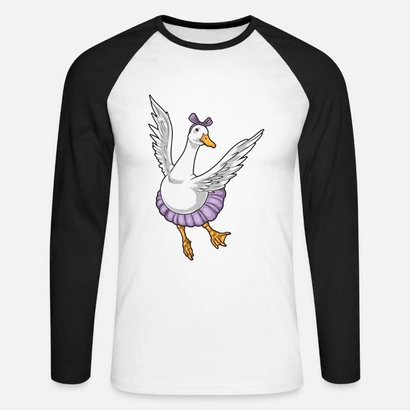 Duck Ballerina Ballet Dance - Unisex Long Sleeve Baseball T-Shirt - white/black