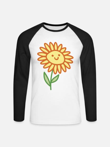 Sonnenblume - Unisex Baseballshirt langarm - Weiß/Schwarz