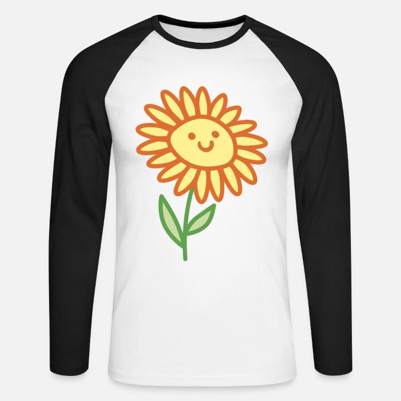 Sonnenblume - Unisex Baseballshirt langarm - Weiß/Schwarz