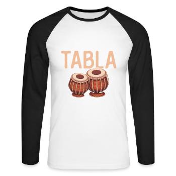 Ich Spiele Tabla, Weil Das Blasen Überbewertet - Unisex Baseballshirt langarm - Weiß/Schwarz - Vorne - Nik (191cm)